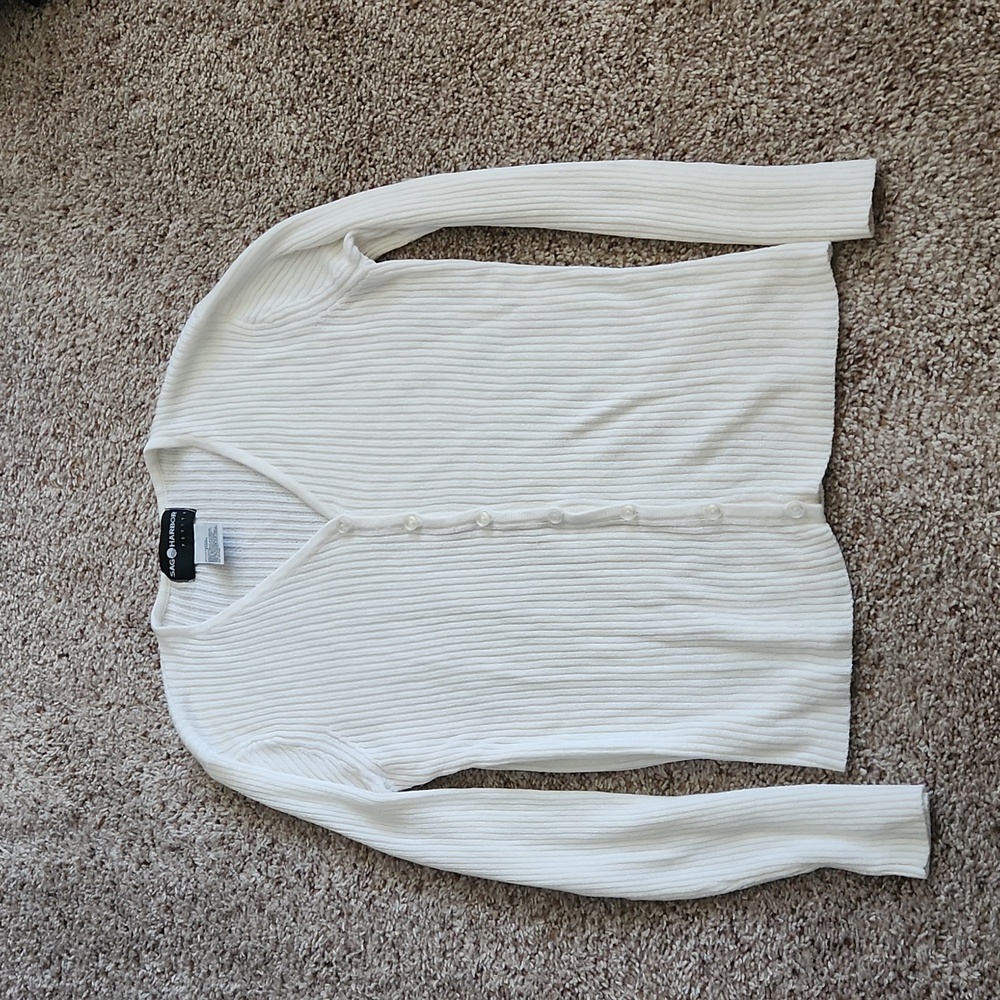 Sag Harbor white cardigan, PS